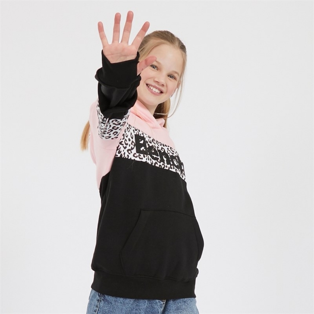 Bench Pink and Black Sweatshirt with Leopard Print